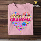 Personalized Grandma & Kid Heart Tshirt Printed PNDT0206