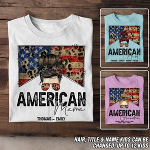 Personalized American Mom Aunt Grandma Leopard Flag Tshirt Printed QTDT0506