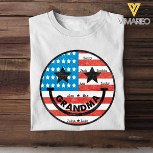 Personalized American Grandma Flag With Kids Name Tshirt Printed QTBQT0506