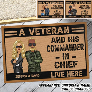 Personalized A Canadian Veteran/Soldier And His Commander In Chief Live Here Couple Doormat Printed 23JUN-DT06