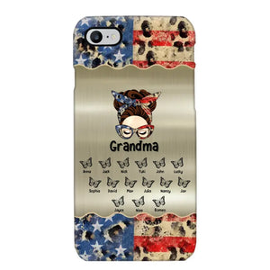 Personalized Grandma With Kids Flag Leopard Phone Case  Printed QTPN0606