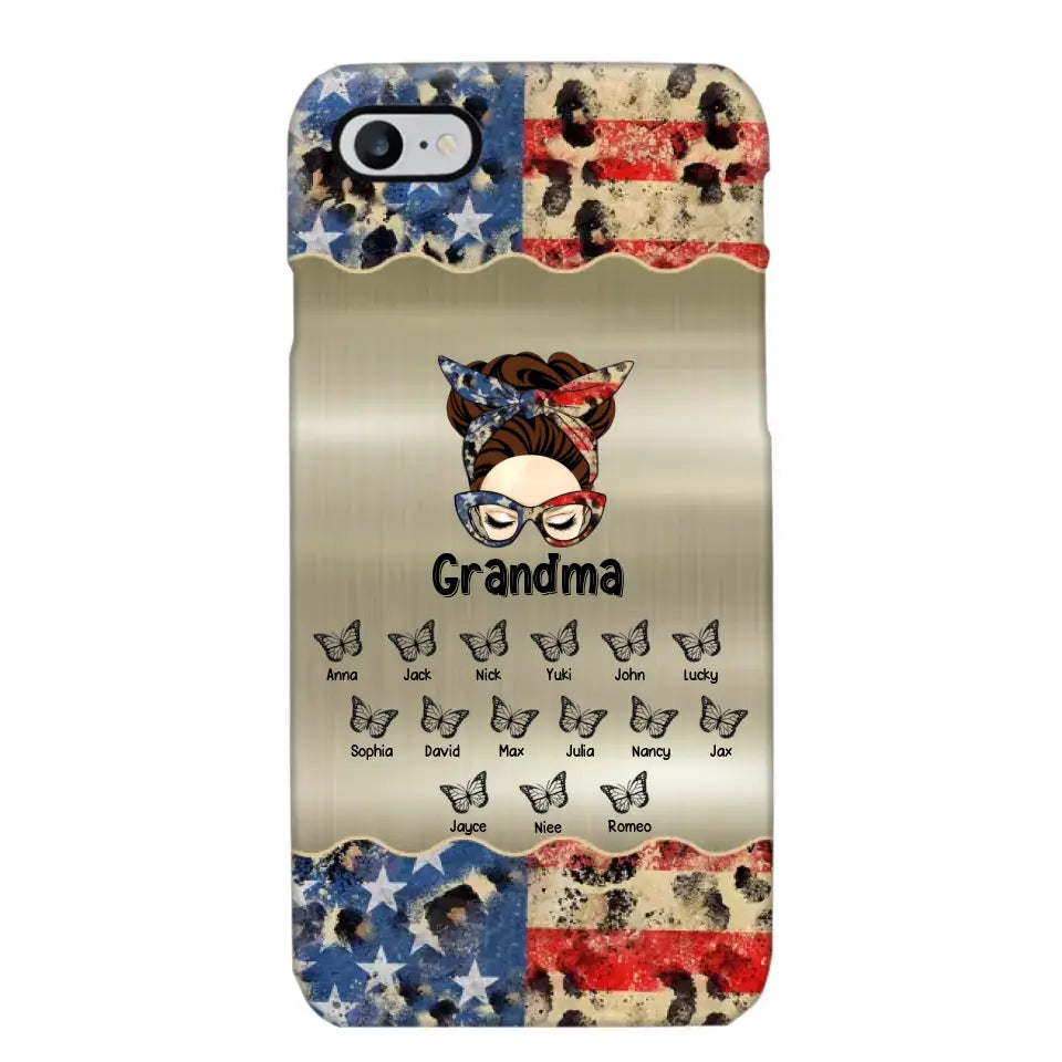 Personalized Grandma With Kids Flag Leopard Phone Case  Printed QTPN0606