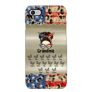 Personalized Grandma With Kids Flag Leopard Phone Case  Printed QTPN0606