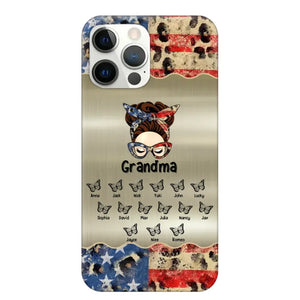 Personalized Grandma With Kids Flag Leopard Phone Case  Printed QTPN0606