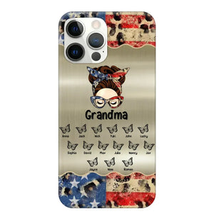 Personalized Grandma With Kids Flag Leopard Phone Case  Printed QTPN0606