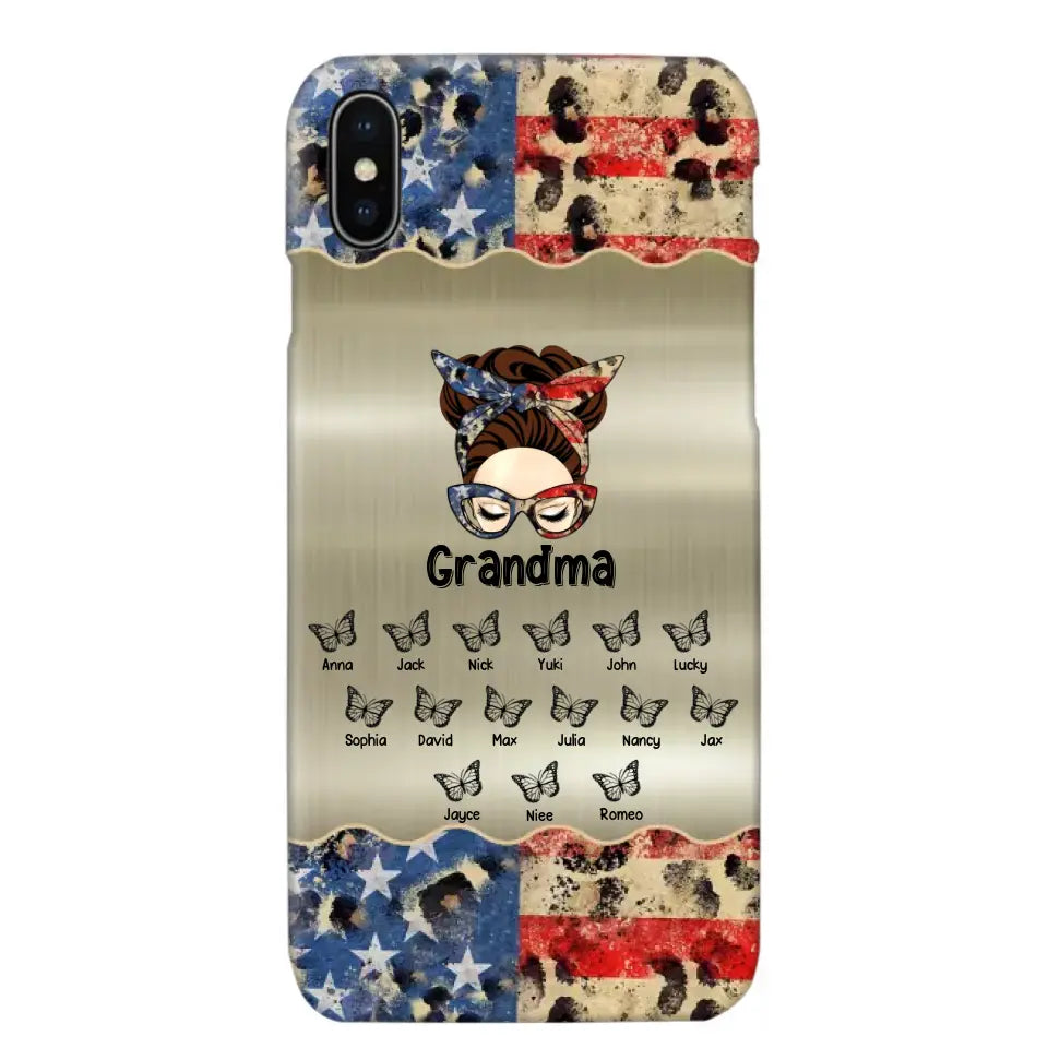 Personalized Grandma With Kids Flag Leopard Phone Case  Printed QTPN0606