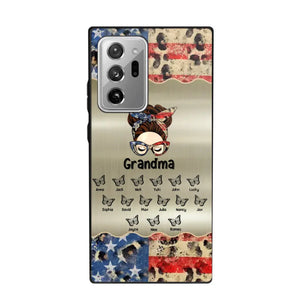 Personalized Grandma With Kids Flag Leopard Phone Case  Printed QTPN0606