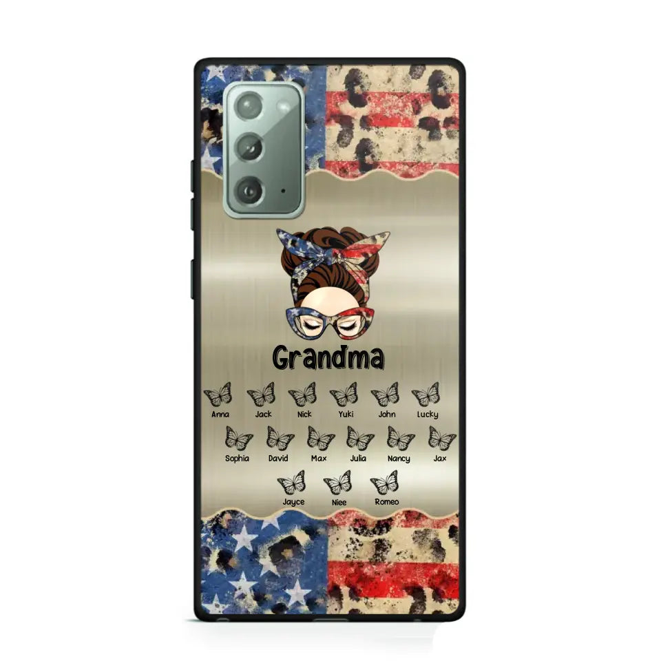 Personalized Grandma With Kids Flag Leopard Phone Case  Printed QTPN0606