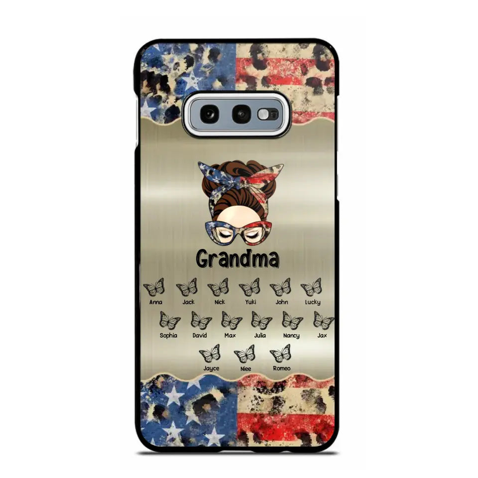 Personalized Grandma With Kids Flag Leopard Phone Case  Printed QTPN0606