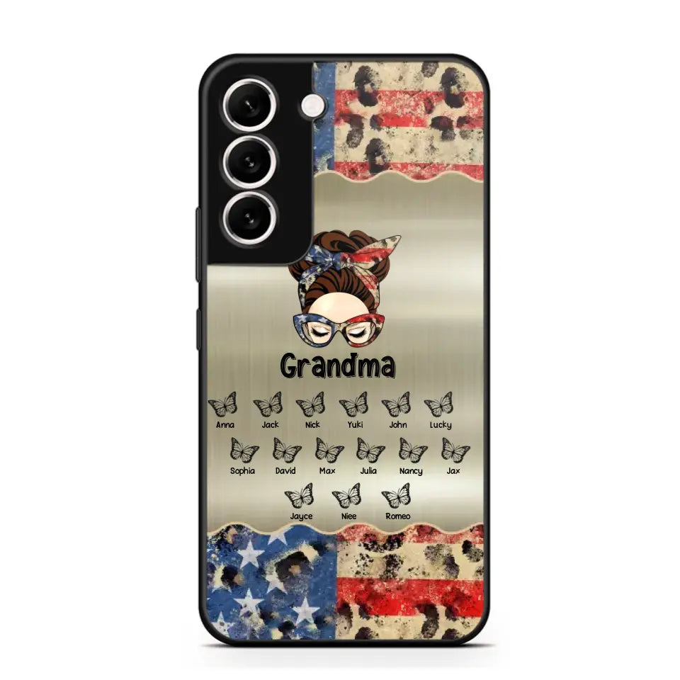 Personalized Grandma With Kids Flag Leopard Phone Case  Printed QTPN0606