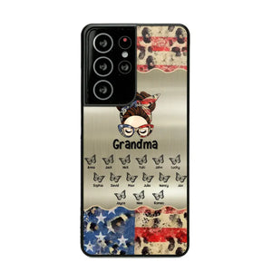 Personalized Grandma With Kids Flag Leopard Phone Case  Printed QTPN0606