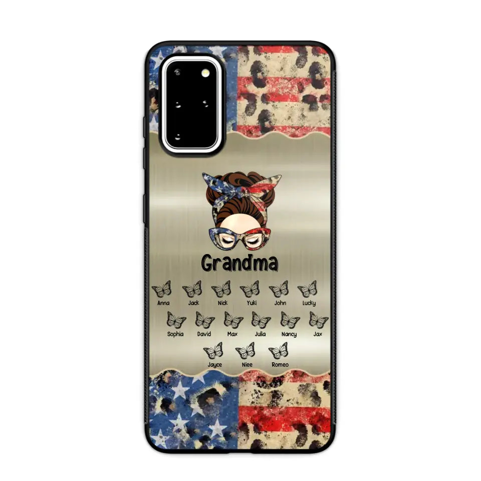 Personalized Grandma With Kids Flag Leopard Phone Case  Printed QTPN0606