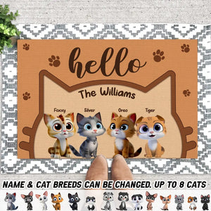 Personalized Hello The Williams Cat Names Cat Lovers Gift Doormat Printed PNDT0506