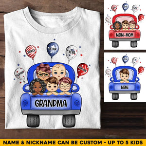 Personalized Red Car Grandma Balloons with Kid Names T-shirt Printed PNHQ0606