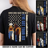 Personalized Horse Girls Back The Blue I've Got Your Six T-shirt Printed MTHHQ0206