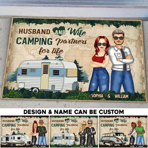 Personalized Husband And Wife Camping Partners For Life Couple Camping Doormat Printed 23JUN-HQ08