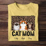 Personalized Cat Mom Leopard Background Cat Lovers T-shirt Printed 23JUN-HQ09