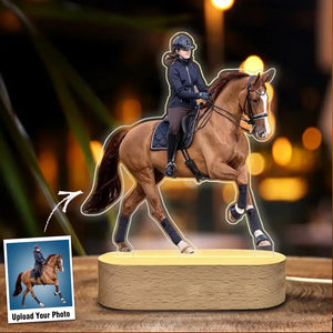 Personalized Upload Your Horse Riding Photo Led Lamp Printed MTHPN0906