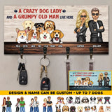 Personalized A Crazy Dog Lady And A Grumpy Old Man Live Here Couple Dog Lovers Key Holder Printed PNHQ1006