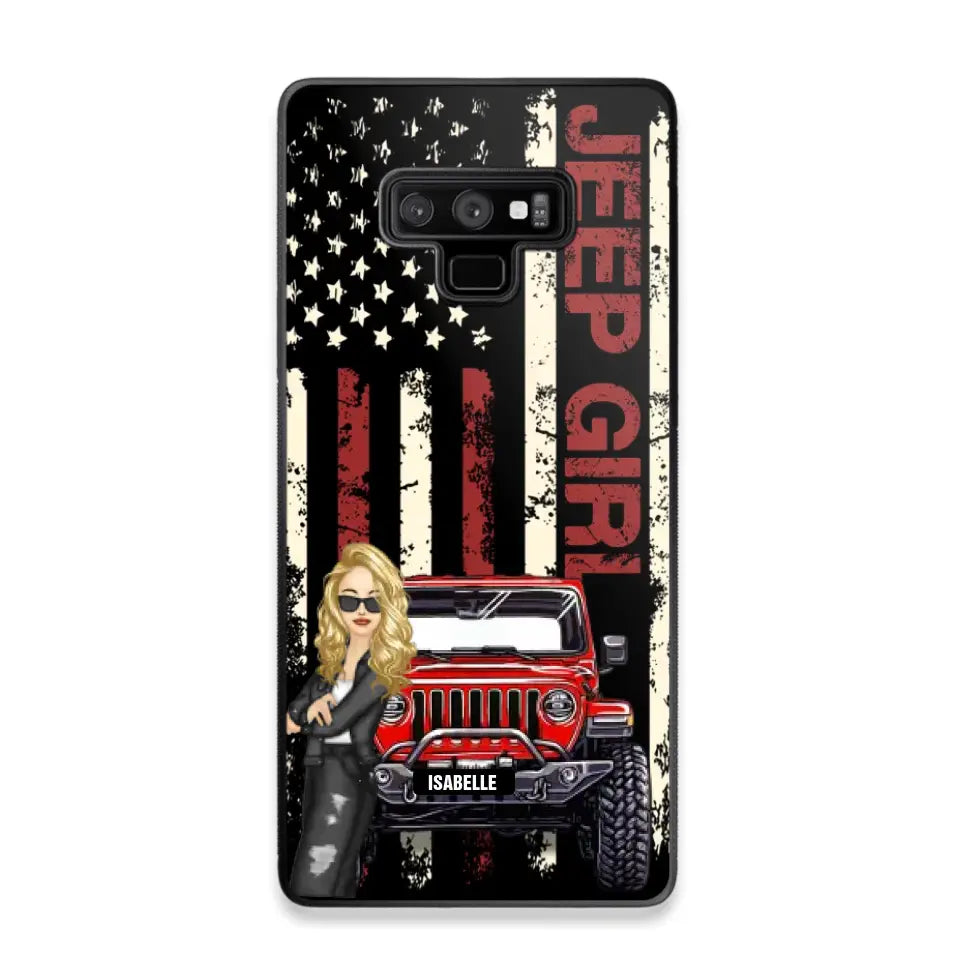 Personalized Jeep Girl Flag Phone Case Printed QTDT1206