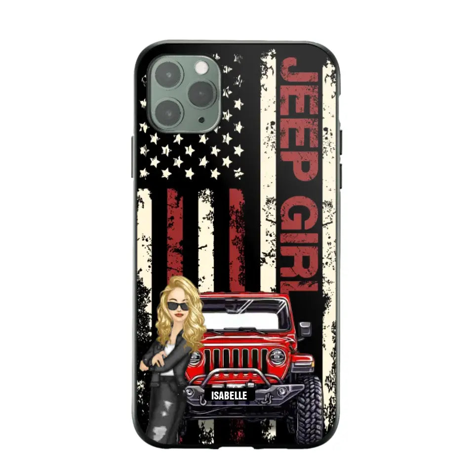 Personalized Jeep Girl Flag Phone Case Printed QTDT1206