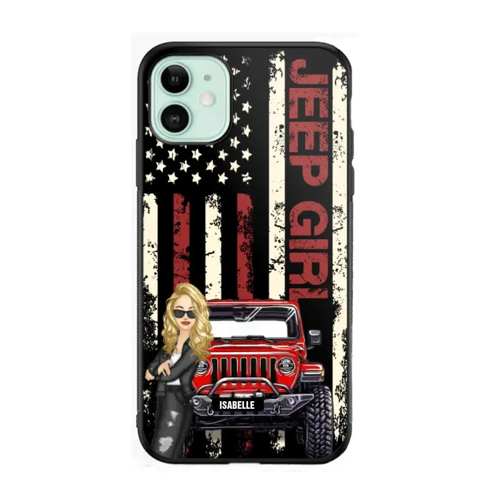 Personalized Jeep Girl Flag Phone Case Printed QTDT1206