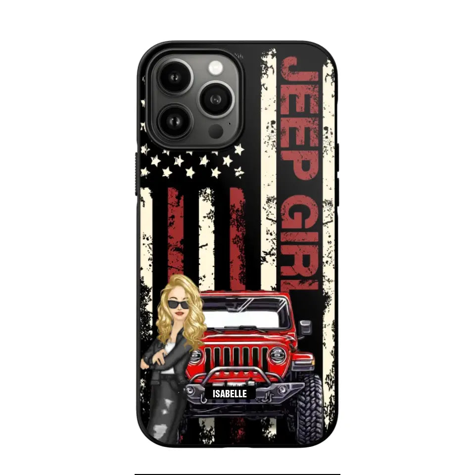 Personalized Jeep Girl Flag Phone Case Printed QTDT1206