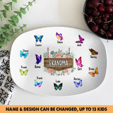 Personalized Grandma Butterflies with Kid Names Resin Platter Printed PNBQT1006