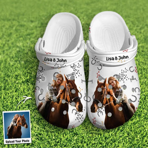 Personalized Upload Your Horse Riding Photo Horse Lovers Clog Slipper Shoes Printed MTHPN1006