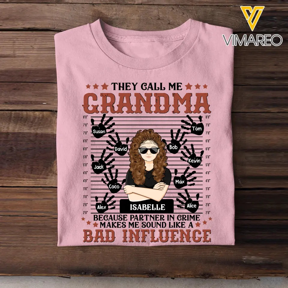 Personalized They Call Me Grandma Hands with Kid Names T-shirt Printed PNDT1306