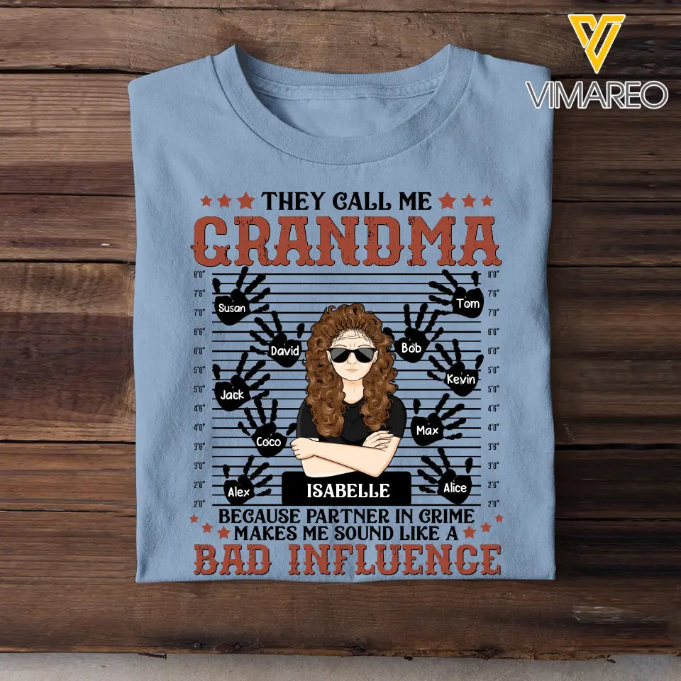 Personalized They Call Me Grandma Hands with Kid Names T-shirt Printed PNDT1306