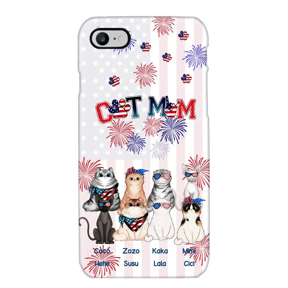 Personalized Firework Cat Mom Cat Lovers Gift Phonecase Printed HTHDT1206