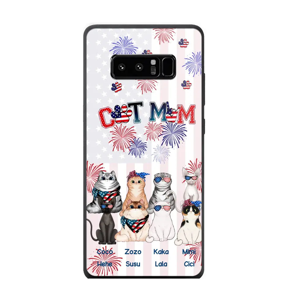 Personalized Firework Cat Mom Cat Lovers Gift Phonecase Printed HTHDT1206