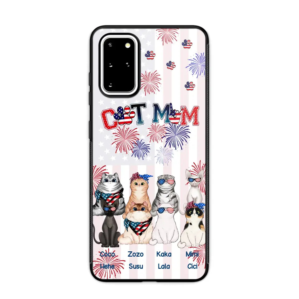 Personalized Firework Cat Mom Cat Lovers Gift Phonecase Printed HTHDT1206