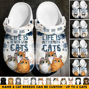 Personalized Life Is Better with Cats Cat Lovers Gift Clog Slipper Shoes Printed 23JUN-HQ13