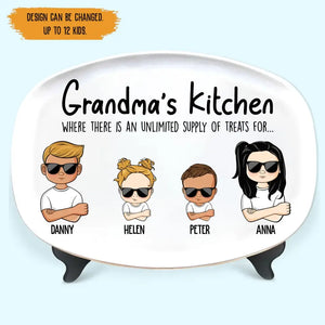 Personalized Grandma's Kitchen Where There Is An Unlimited Supply Of Treats For Kid Names Resin Platter Printed QTTB1006