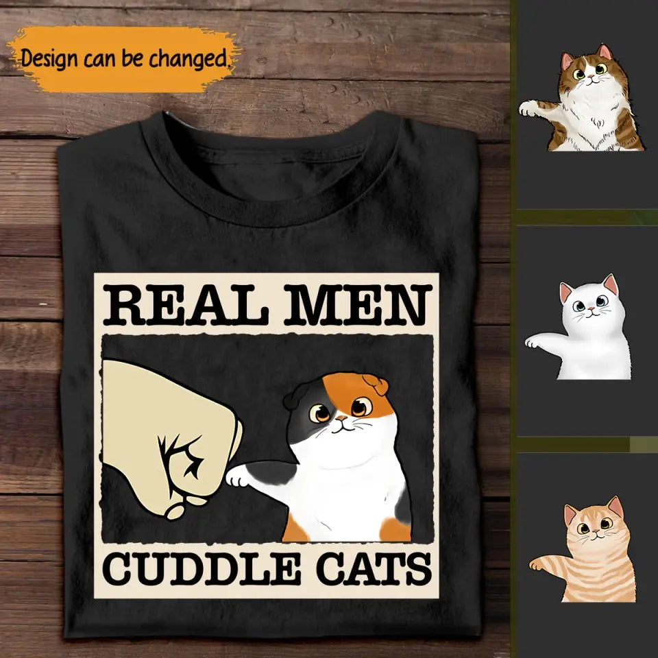 Personalized Real Men Cuddle Cats T-shirt Printed MTHTB1506