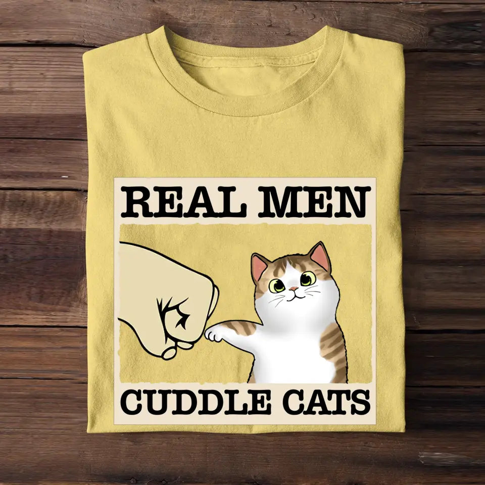 Personalized Real Men Cuddle Cats T-shirt Printed MTHTB1506