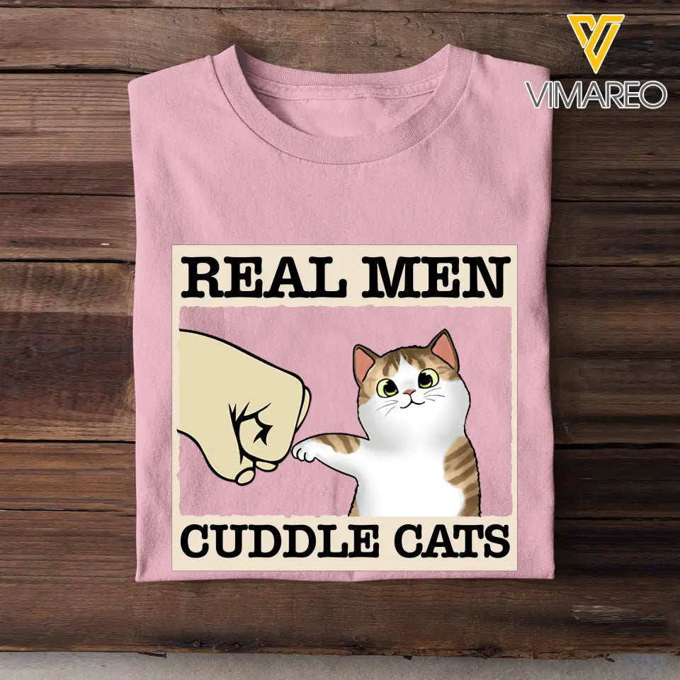 Personalized Real Men Cuddle Cats T-shirt Printed MTHTB1506