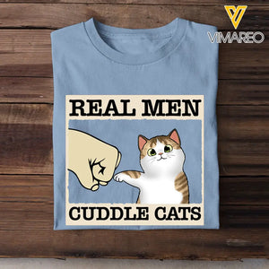 Personalized Real Men Cuddle Cats T-shirt Printed MTHTB1506