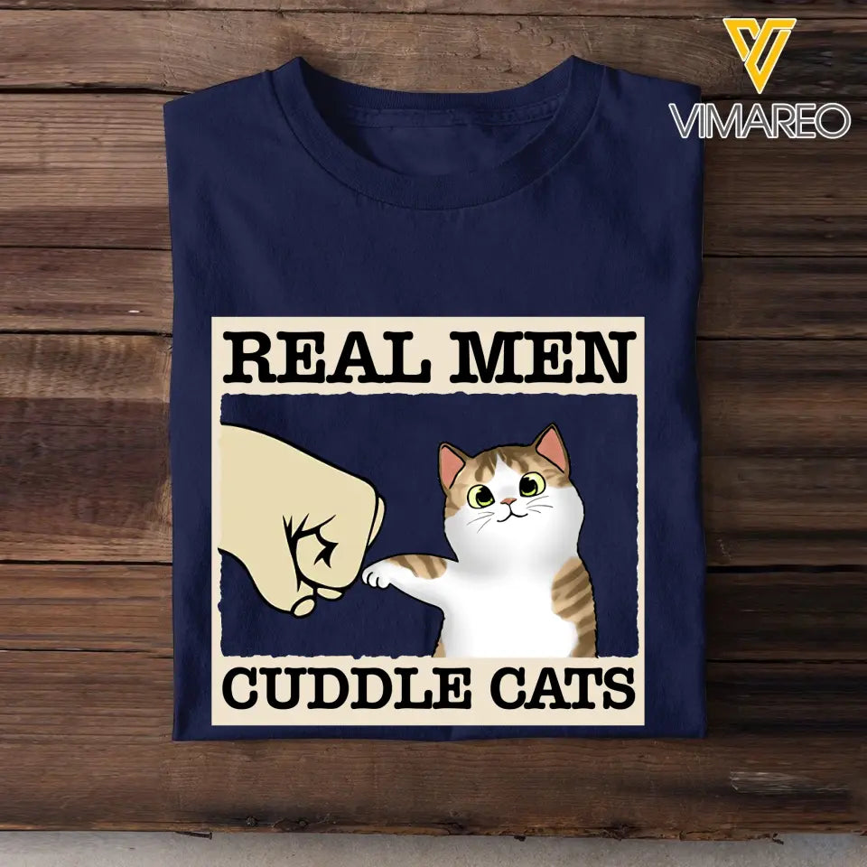 Personalized Real Men Cuddle Cats T-shirt Printed MTHTB1506