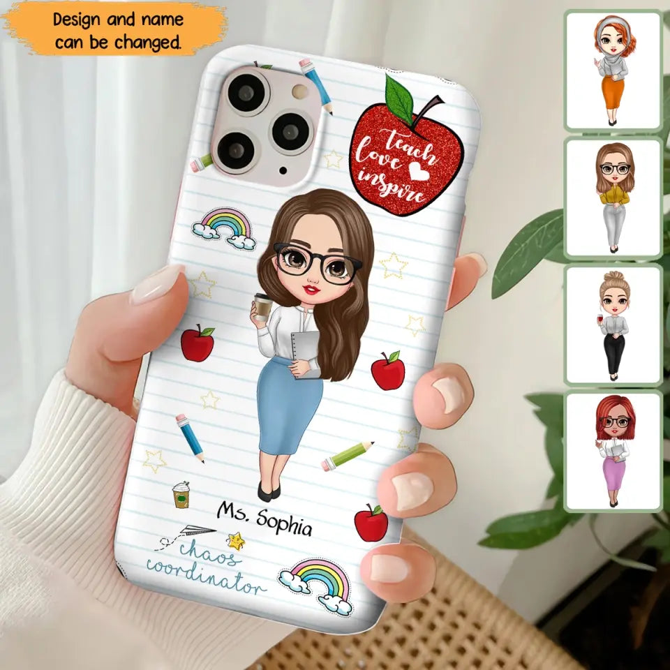 Personalized Teach Love Inspire Apple Chaos Coodinator Teacher Name Phonecase Printed HTHHN1606