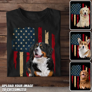 Personalized Upload Your Photo On Flag For Dog And Pets Lovers Independence Day Tshirt 23JUN-DT19