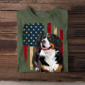 Personalized Upload Your Photo On Flag For Dog And Pets Lovers Independence Day Tshirt 23JUN-DT19