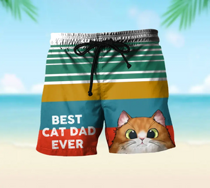 Personalized Best Cat Dad Ever Beach Short Pants Printed 23JUN-TB16