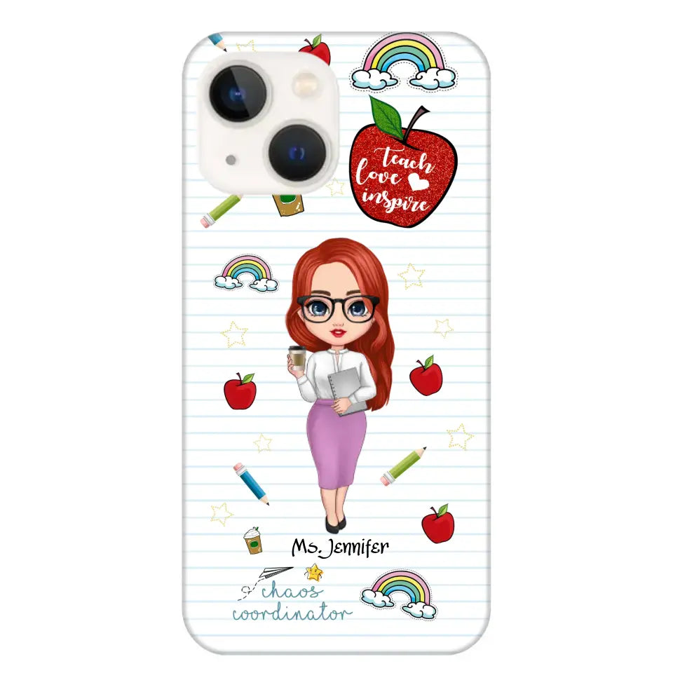 Personalized Teach Love Inspire Apple Chaos Coodinator Teacher Name Phonecase Printed HTHHN1606