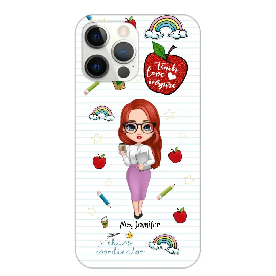 Personalized Teach Love Inspire Apple Chaos Coodinator Teacher Name Phonecase Printed HTHHN1606