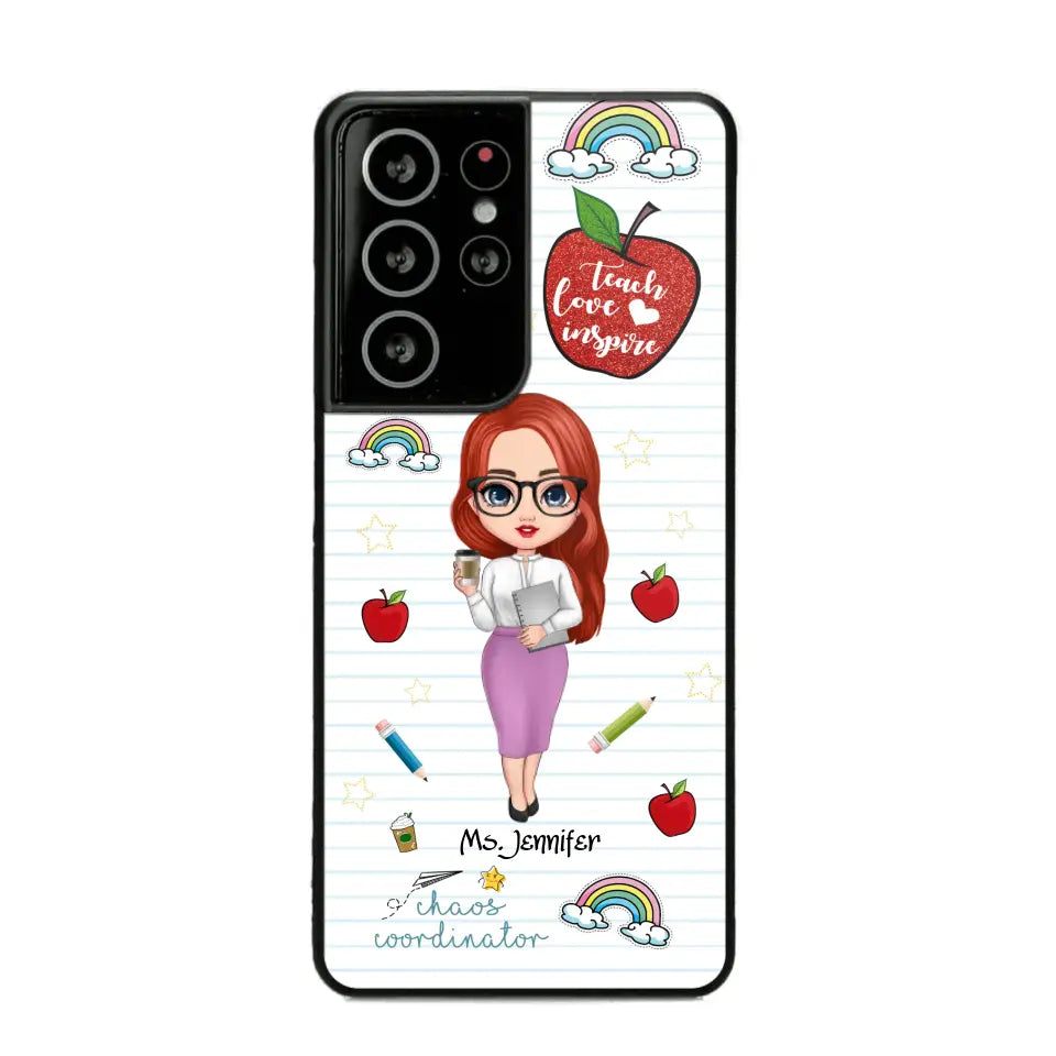 Personalized Teach Love Inspire Apple Chaos Coodinator Teacher Name Phonecase Printed HTHHN1606