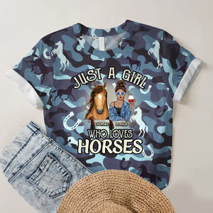 Personalized Just A Girl Who Loves Horses 3D TShirt Printed MTHDT1606