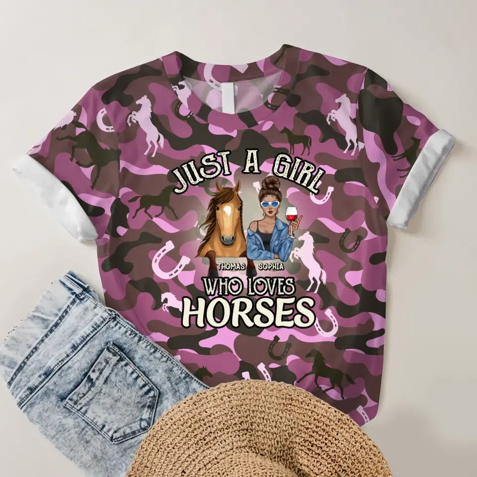 Personalized Just A Girl Who Loves Horses 3D TShirt Printed MTHDT1606